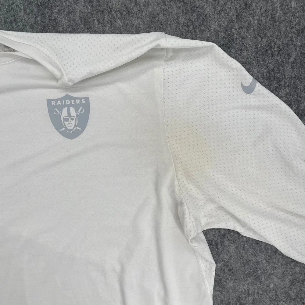 Raiders Shirt Mens 2XL White Onfield Training Top Nike NFL  Dri-FIT Long Sleeve